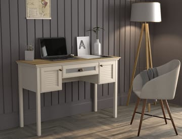 Nenora Skrivebord 132 cm - Krem, eik, grå - Møbler - Bord - Kontorbord - Skrivebord