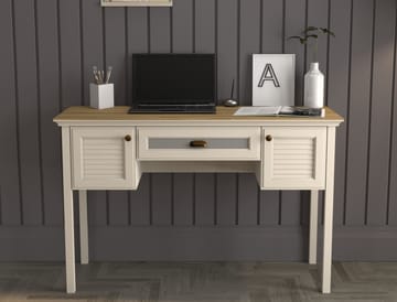 Nenora Skrivebord 132 cm - Krem, eik, grå - Møbler - Bord - Kontorbord - Skrivebord