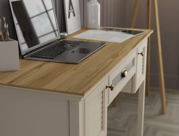 Nenora Skrivebord 132 cm - Krem, eik, grå - Møbler - Bord - Kontorbord - Skrivebord