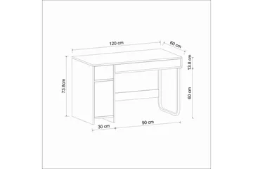 Neric Skrivebord 60x120 cm - Hvit - Møbler - Bord - Kontorbord - Skrivebord