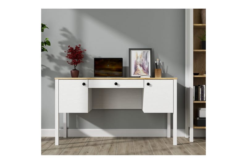 Omryn Skrivebord 60x132 cm - Natur/Hvit - Møbler - Bord - Kontorbord - Skrivebord