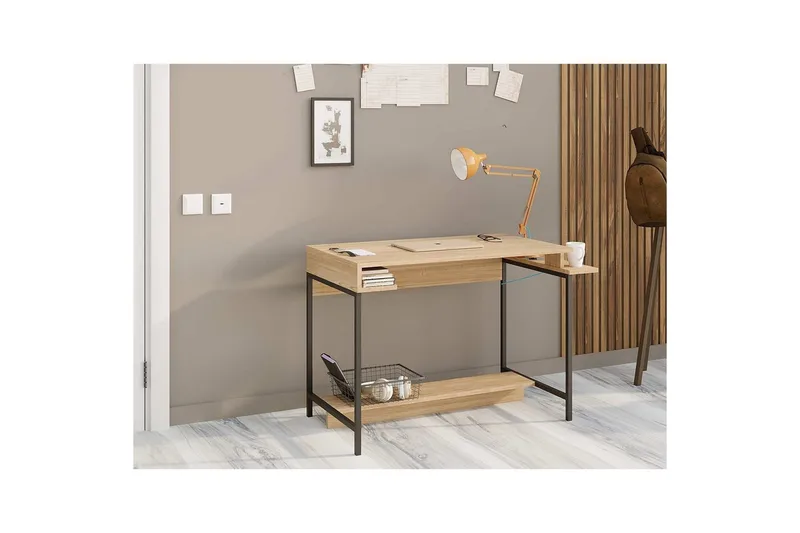 Ovran Skrivebord 57x113 cm - Eik/Sort - Møbler - Bord - Kontorbord - Skrivebord