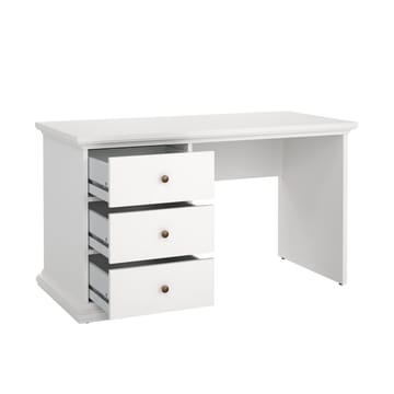 Paris Skrivebord 130 cm med Oppbevaring og Skuffer i Malt Tre - Hvit - Møbler - Bord - Kontorbord - Skrivebord