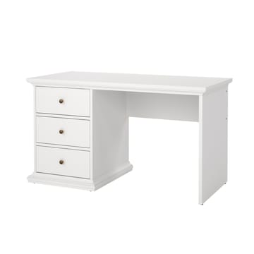 Paris Skrivebord 130 cm med Oppbevaring og Skuffer i Malt Tre - Hvit - Møbler - Bord - Kontorbord - Skrivebord