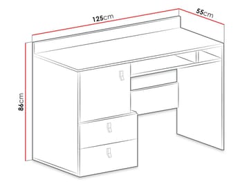 Planeta Skrivebord med Oppbevaring og Skuffer 125 cm i Tre - Blå|Hvit - Møbler - Bord - Kontorbord - Skrivebord