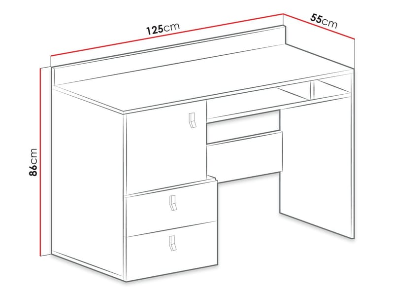 Planeta Skrivebord med Oppbevaring og Skuffer 125 cm i Tre - Blå|Hvit - Møbler - Bord - Kontorbord - Skrivebord