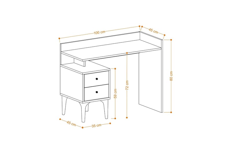 Puuk Skrivebord 45x100 cm - Eik - Møbler - Bord - Kontorbord - Skrivebord