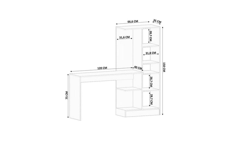 Salor Skrivebord 40x120 cm - Hvit - Møbler - Bord - Kontorbord - Skrivebord
