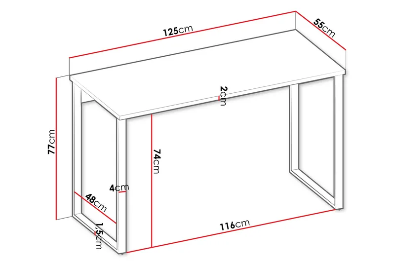 Sigmana Skrivebord 125x55 cm - Lys Grå - Møbler - Bord - Kontorbord - Skrivebord