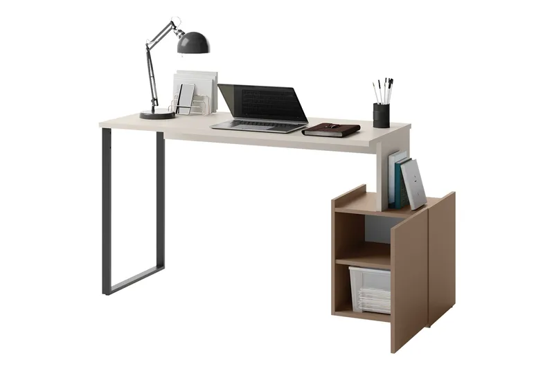 Sigmana Skrivebord 125x55 cm - Lys Grå/Brun - Møbler - Bord - Kontorbord - Skrivebord