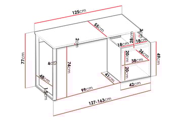 Sigmana Skrivebord 125x55 cm - Lys Grå/Brun - Møbler - Bord - Kontorbord - Skrivebord