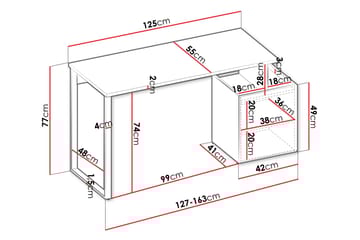 Sigmana Skrivebord 125x55 cm - Lys Grå/Brun - Møbler - Bord - Kontorbord - Skrivebord