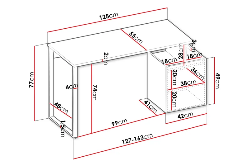 Sigmana Skrivebord 125x55 cm - Lys Grå/Brun - Møbler - Bord - Kontorbord - Skrivebord