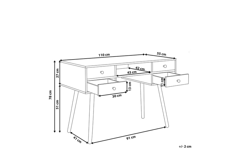 Skrivebord 110 x 55 cm Hvit LEVIN - Hvit - Skrivebord - Databord & PC bord