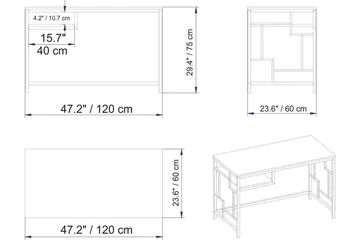 Amsberg Skrivebord 120 cm med Oppbevaringshylle - Hvit - Møbler - Bord - Kontorbord - Skrivebord
