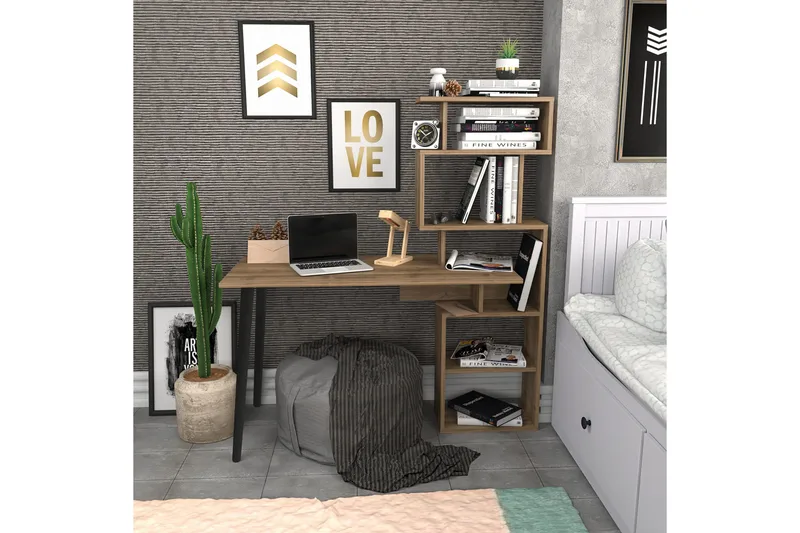 Andifli Skrivebord 55x146,4x133 cm med oppbevaring - Brun - Møbler - Bord - Kontorbord - Skrivebord