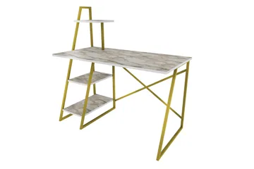 Andifli Skrivebord 60x120x120 cm med oppbevaring - Hvit - Møbler - Bord - Kontorbord - Skrivebord