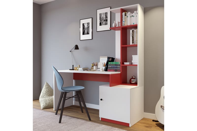 Skrivebord Aplhensa 170 cm - Hvit / Rød - Skrivebord - Databord & PC bord