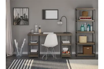 Ashlar Skrivebord 137 cm med Oppbevaring 4 Hyller Brun/Svart - Dorel Home - Møbler - Bord - Kontorbord - Skrivebord