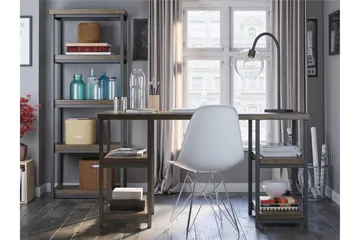 Ashlar Skrivebord 137 cm med Oppbevaring 4 Hyller Brun/Svart - Dorel Home - Møbler - Bord - Kontorbord - Skrivebord