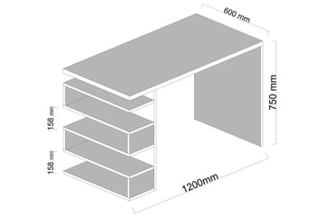 Asillane Skrivebord 120 cm med Sideoppbevaring - Hvit/Valnøttsbrun - Møbler - Bord - Kontorbord - Skrivebord