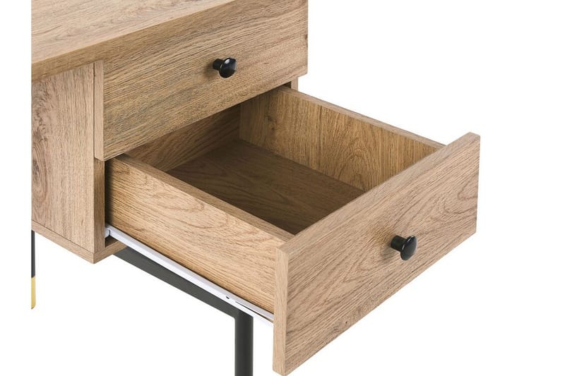 Assaria Skrivebord 120 cm med Oppbevaring 2 Skuffer - Lyst Tre - Møbler - Bord - Kontorbord - Skrivebord