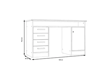 Baacwood Skrivebord 126 cm - Hvit - Møbler - Bord - Kontorbord - Skrivebord