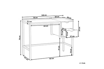 Barrakeh Skrivebord 100 cm med Oppbevaring 2 Skuffer - Svart/Lyst Tre - Møbler - Bord - Kontorbord - Skrivebord