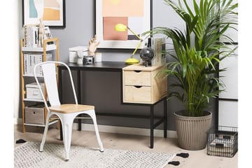 Barrakeh Skrivebord 100 cm med Oppbevaring 2 Skuffer - Svart/Lyst Tre - Møbler - Bord - Kontorbord - Skrivebord
