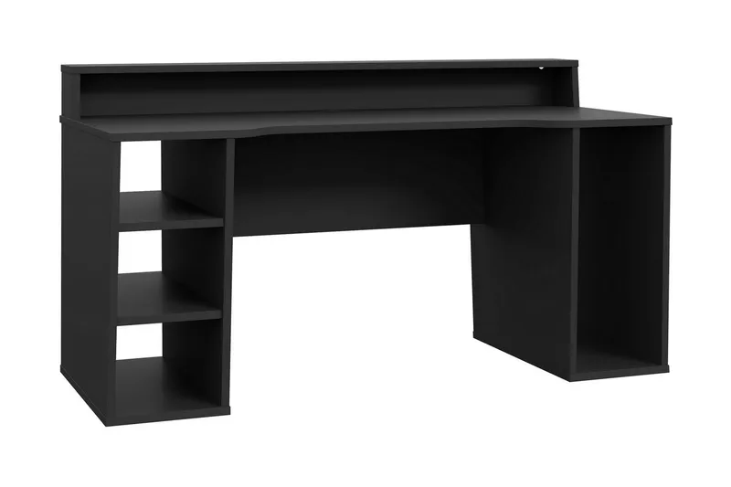 Bays Gaming Skrivebord 160 cm med Oppbevaring 2 Hyller - Svart - Møbler - Bord - Kontorbord - Skrivebord