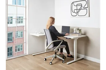 Bina L-formet Skrivebord 109x160 cm i Malt Tre - Hvit - Møbler - Bord - Kontorbord - Skrivebord