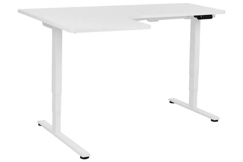 Bina L-formet Skrivebord 109x160 cm i Malt Tre, Hvit