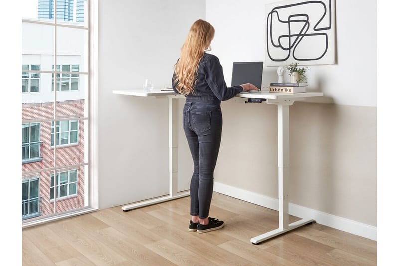 Bina L-formet Skrivebord 109x160 cm i Malt Tre - Hvit - Møbler - Bord - Kontorbord - Skrivebord
