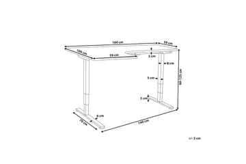 Bina L-formet Skrivebord 109x160 cm i Malt Tre - Hvit - Møbler - Bord - Kontorbord - Skrivebord
