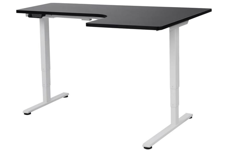 Bina Skrivebord 109x160 cm i Tre med Metallstativ, Svart|Hvit