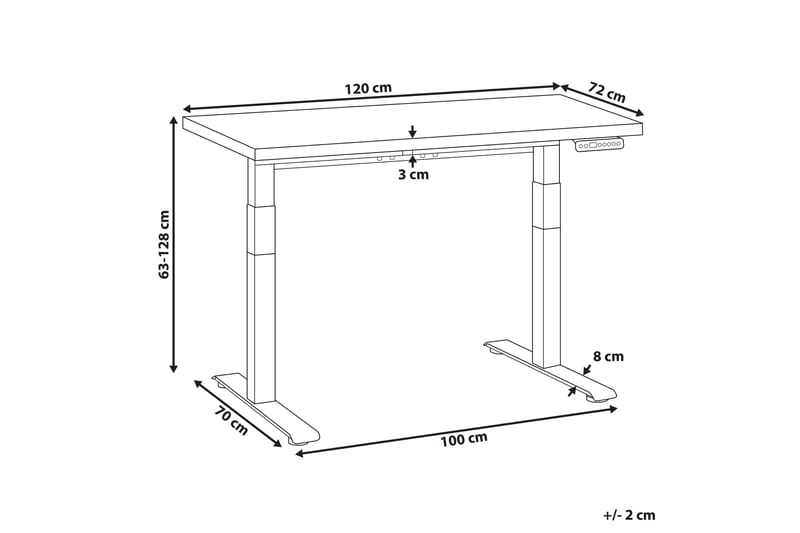 Bina Skrivebord 72x120 cm - Grå/Svart - Møbler - Bord - Kontorbord - Skrivebord