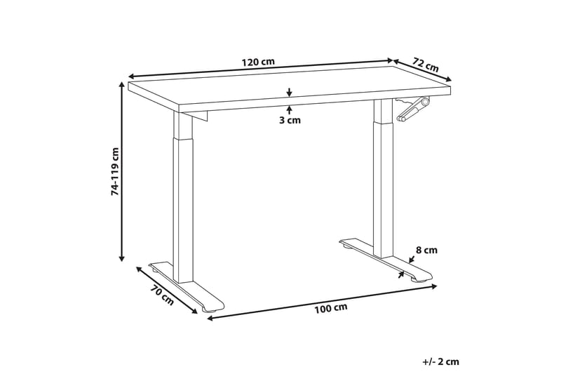 Bina Skrivebord 72x120 cm i Malt Tre - Svart|Hvit - Møbler - Bord - Kontorbord - Skrivebord