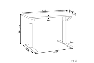 Bina Skrivebord 72x120 cm i Tre med Stålstativ - Grå|Svart - Møbler - Bord - Kontorbord - Skrivebord