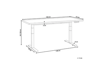 Bina Skrivebord 72x160 cm - Grå/Hvit - Møbler - Bord - Kontorbord - Skrivebord