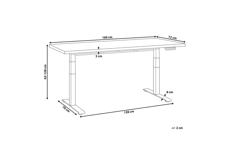 Bina Skrivebord 72x160 cm - Grå/Svart - Møbler - Bord - Kontorbord - Skrivebord