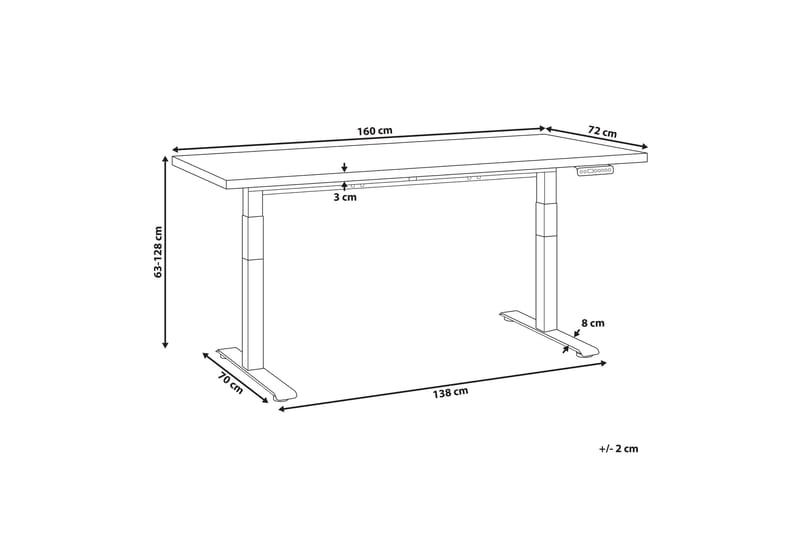 Bina Skrivebord 72x160 cm i Malt Tre - Svart|Hvit - Møbler - Bord - Kontorbord - Skrivebord