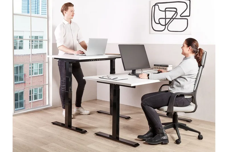 Bina Skrivebord 80x180 cm - Hvit/Svart - Møbler - Bord - Kontorbord - Skrivebord