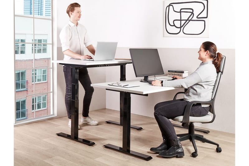 Bina Skrivebord 80x180 cm - Hvit/Svart - Møbler - Bord - Kontorbord - Skrivebord