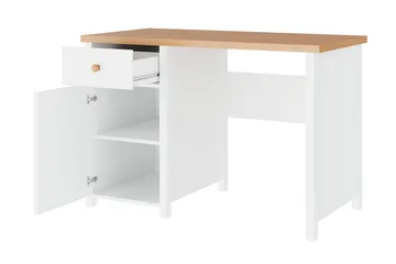 Bioley Skrivebord 110 cm med Oppbevaringsskuff + Skap - Beige/Hvit - Møbler - Bord - Kontorbord - Skrivebord