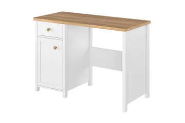 Bioley Skrivebord 110 cm med Oppbevaringsskuff + Skap - Beige/Hvit - Møbler - Bord - Kontorbord - Skrivebord