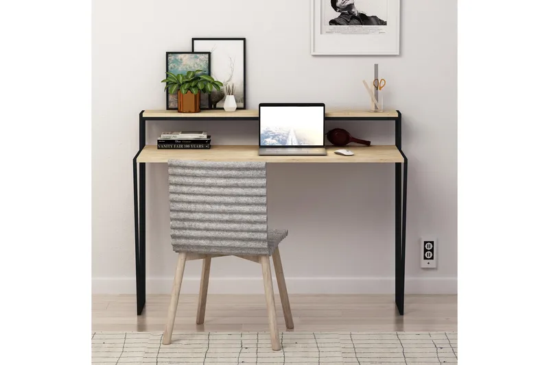 Bodsjö Skrivebord 123 cm med Oppbevaring Hylle - Brun - Møbler - Bord - Kontorbord - Skrivebord