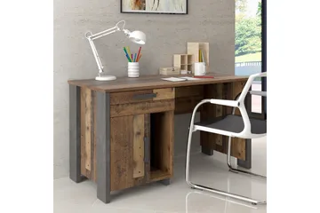 Cadle Skrivebord 127 cm med Oppbevaringsskuff + Skap - Brun/Grå - Møbler - Bord - Kontorbord - Skrivebord