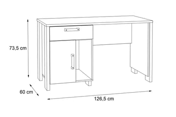 Cadle Skrivebord 127 cm med Oppbevaringsskuff + Skap - Brun/Grå - Møbler - Bord - Kontorbord - Skrivebord