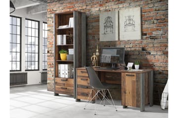 Cadle Skrivebord 127 cm med Oppbevaringsskuff + Skap - Brun/Grå - Møbler - Bord - Kontorbord - Skrivebord