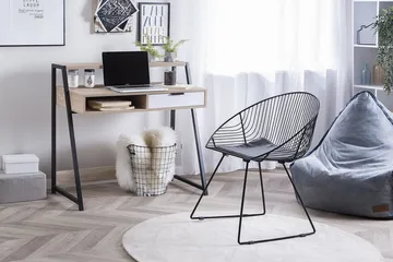 Calceta Skrivebord 100 cm med Oppbevaring Skuff + Hylle - Lysebrun/Hvit/Svart - Møbler - Bord - Kontorbord - Skrivebord